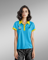 Woman Wearing a Polo Shirt and Wide Jeans Mockup