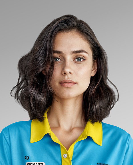 Woman Wearing a Polo Shirt and Wide Jeans Mockup