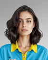 Woman Wearing a Polo Shirt and Wide Jeans Mockup