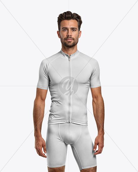 A Man Wearing a Cycling Jersey and Bib Shorts Mockup