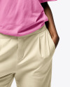 Young Black Woman with Braids Wearing a T-Shirt and Pants Mockup