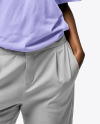 Young Black Woman with Braids Wearing a T-Shirt and Pants Mockup