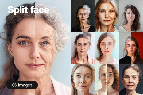 Split faces - 86 images - Lined