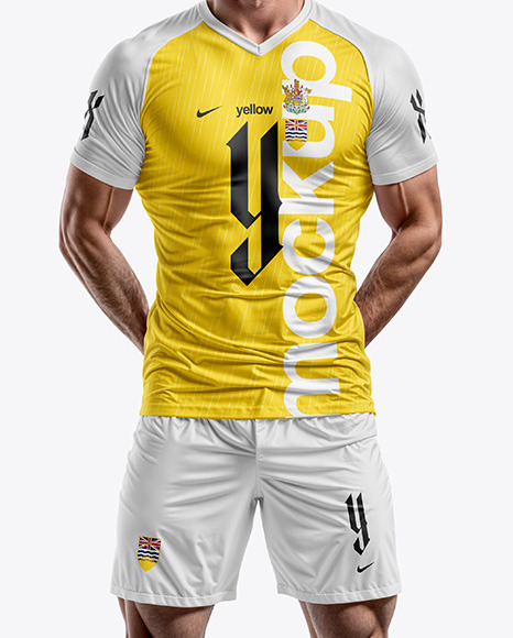 Soccer Player Wearing a Full Kit Mockup