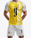 Soccer Player Wearing a Full Kit Mockup