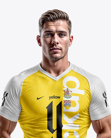 Soccer Player Wearing a Full Kit Mockup