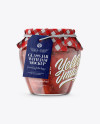 Glass Strawberry Jam Jar with Fabric Cap and Label