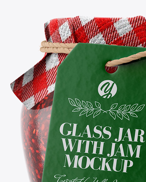 Glass Raspberry Jam Jar with Fabric Cap and Label