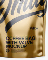 Metallic Coffee Bag W/ Valve Mockup - Front View