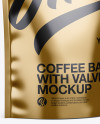 Metallic Coffee Bag W/ Valve Mockup - Half Side View