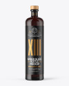 Dark Amber Glass Bottle with Wooden Cap Mockup
