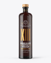 Dark Amber Glass Bottle with Wooden Cap Mockup
