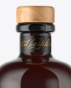 Dark Amber Glass Bottle with Wooden Cap Mockup