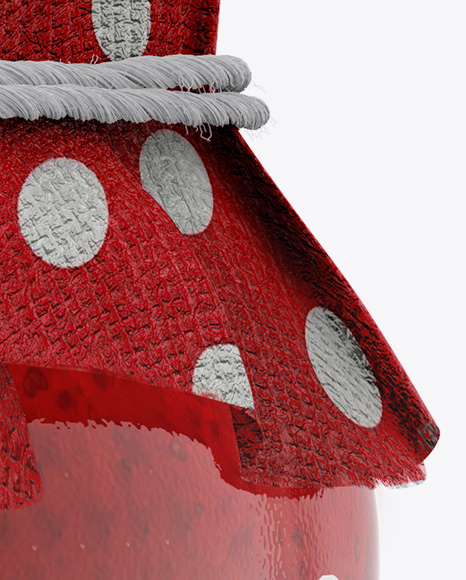 Glass Strawberry Marmalade Jar with Fabric Cap and Label Mockup