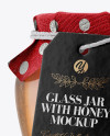 Glass Honey Jar with Fabric Cap and Label Mockup