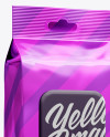 Metallic Wet Wipes Pack W/ Plastic Cap Mockup - Half Side View