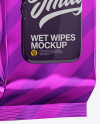 Metallic Wet Wipes Pack W/ Plastic Cap Mockup - Half Side View