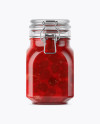 900ml Cherry Jam Glass Jar w/ Clamp Lid Mockup - Side View 900ml Cherry Jam Glass Jar w/ Clamp Lid Mockup - Side View