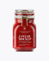 900ml Cherry Jam Glass Jar w/ Clamp Lid Mockup - Side View 900ml Cherry Jam Glass Jar w/ Clamp Lid Mockup - Side View
