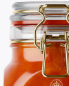 900ml Apricot Jam Glass Jar w/ Clamp Lid Mockup - Side View