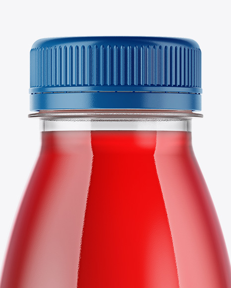 Clear Bottle with Raspberry Juice Mockup