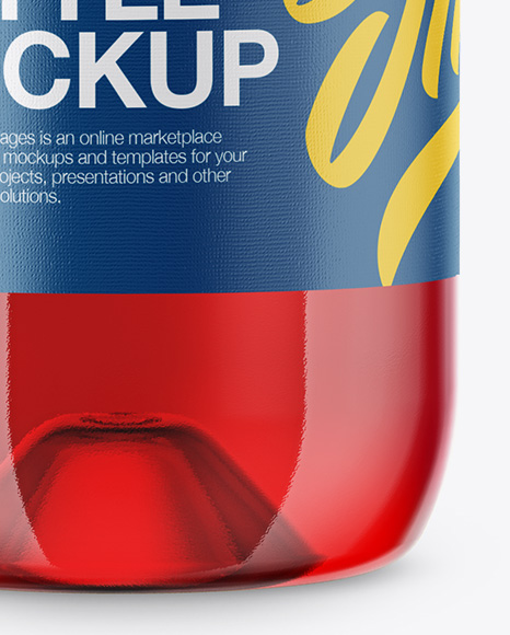 Clear Bottle with Raspberry Juice Mockup