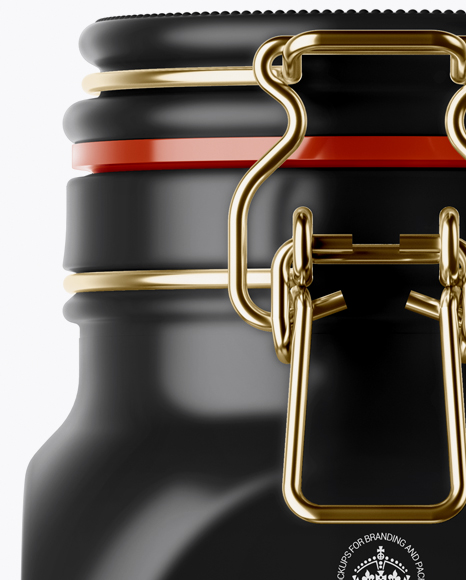 900ml Matte Ceramic Jam Jar w/ Clamp Lid Mockup - Side View 900ml Matte Ceramic Jam Jar w/ Clamp Lid Mockup - Side View