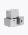 Three Metallic Paper Boxes Mockup