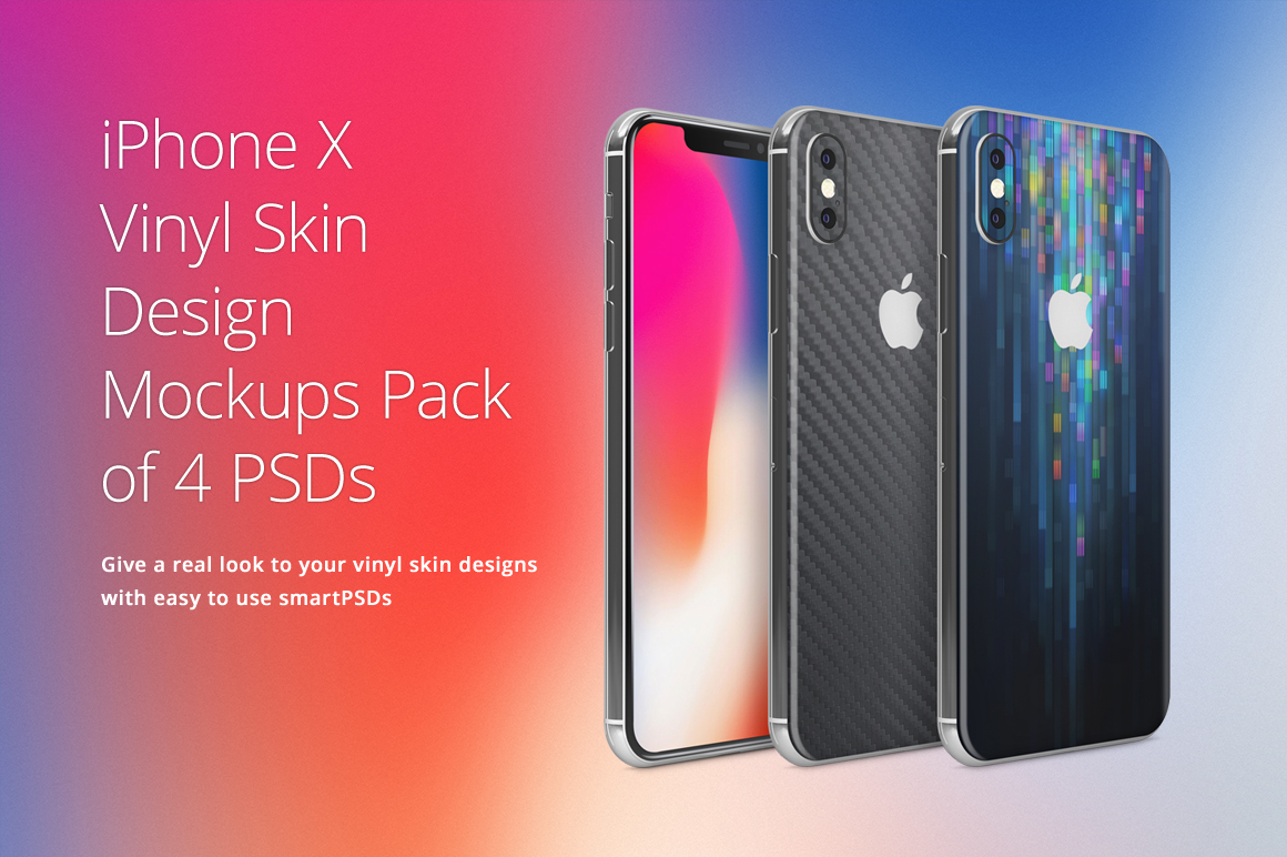 Apple iPhone X Vinyl Skin Design Mockup Pack