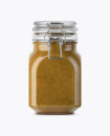 900ml Mustard Sauce Glass Jar w/ Clamp Lid Mockup