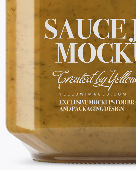900ml Mustard Sauce Glass Jar w/ Clamp Lid Mockup