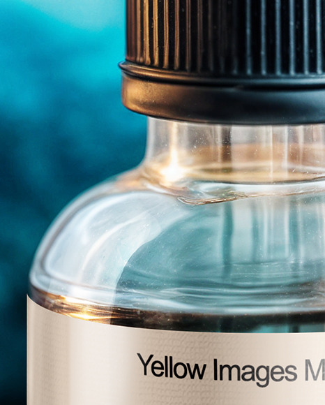 Blue Oil Tincture Dropper Bottle with Halloween Themed Background Mockup