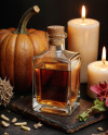 Oil Tincture Square Bottle with Candles and Pumpkin Mockup