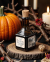Amber Square Oil Tincture Bottle with Candles and Pumpkin Mockup Amber Square Oil Tincture Bottle with Candles and Pumpkin Mockup