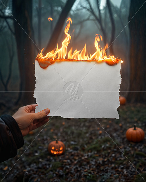 Hand Holding a Burning Piece of Paper Mockup
