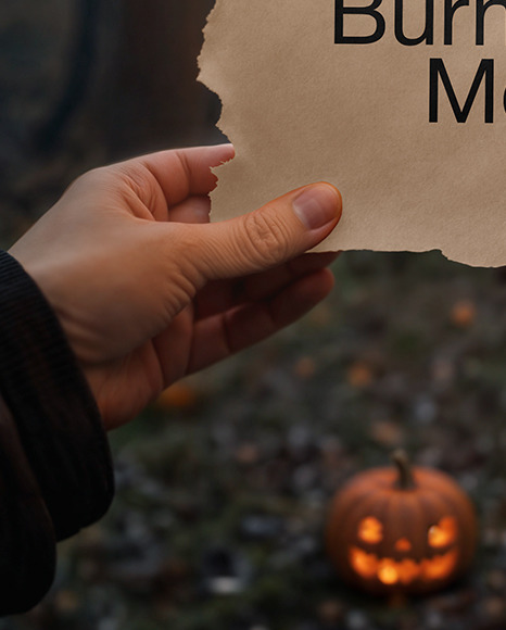 Hand Holding a Burning Piece of Paper Mockup