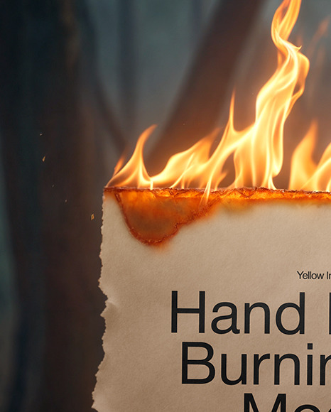 Hand Holding a Burning Piece of Paper Mockup
