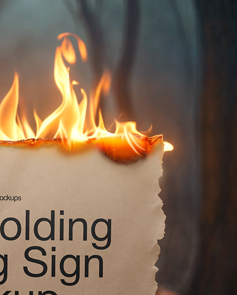 Hand Holding a Burning Piece of Paper Mockup