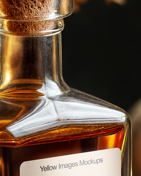 Oil Tincture Square Bottle with Candles and Pumpkin Mockup