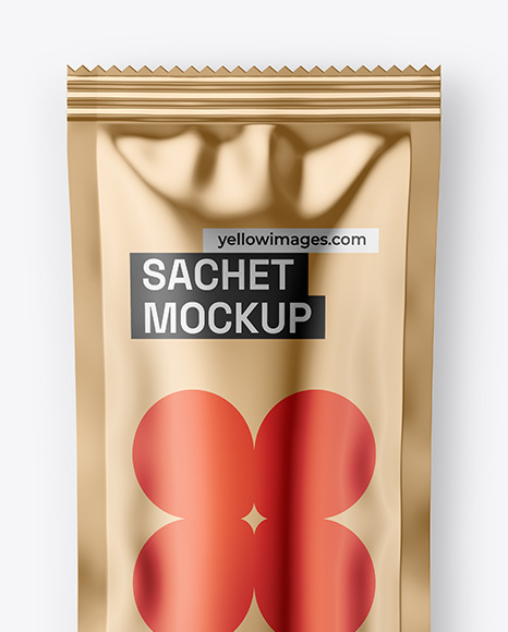 Glossy Metallic Sachet Mockup