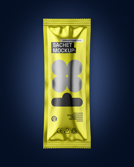 Glossy Metallic Sachet Mockup