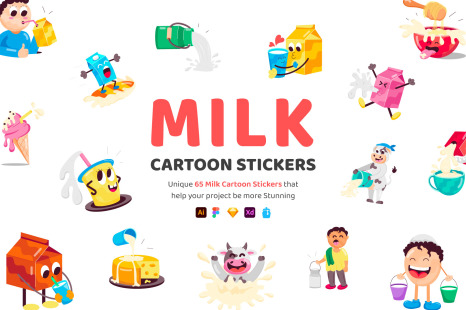 Milk Cartoon Stickers - Productivity