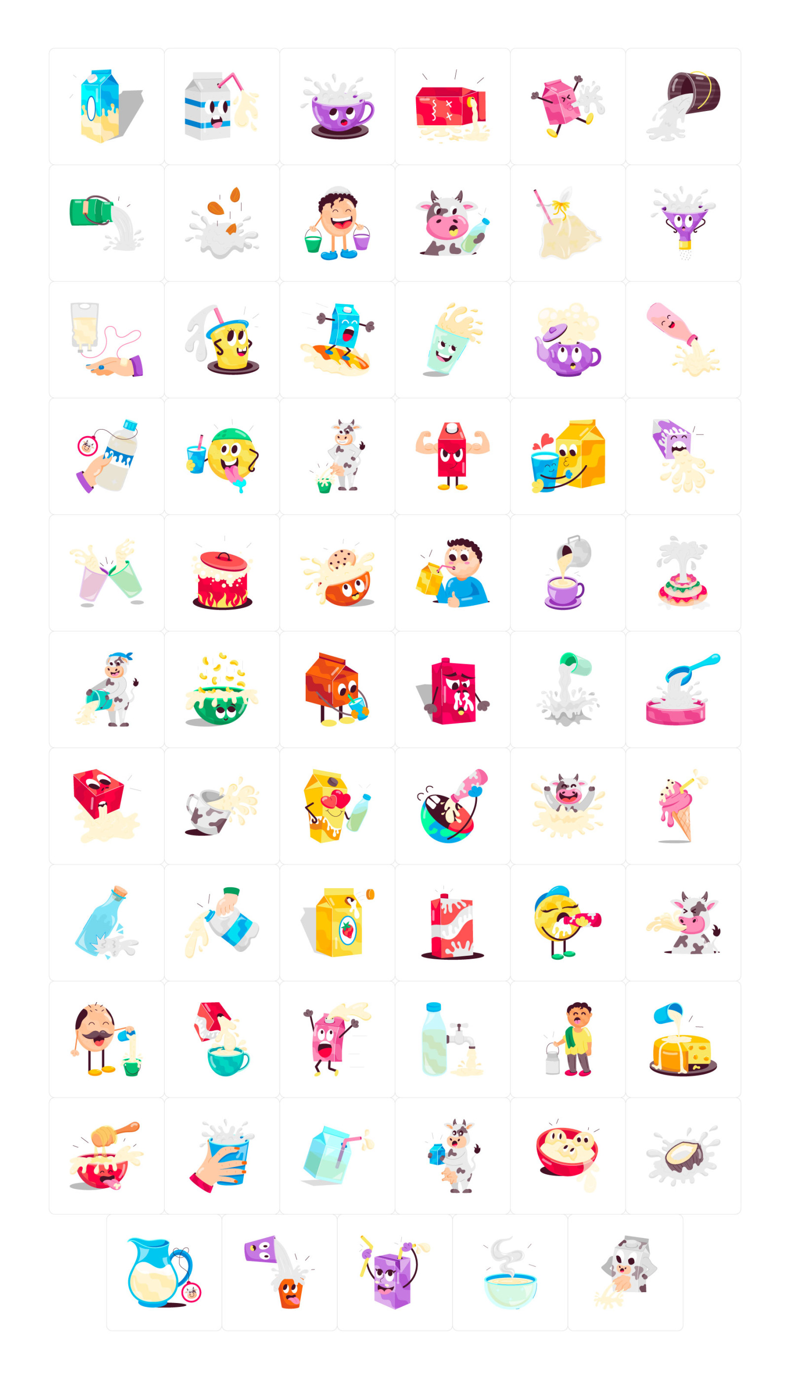 Milk Cartoon Stickers Milk Cartoon Stickers