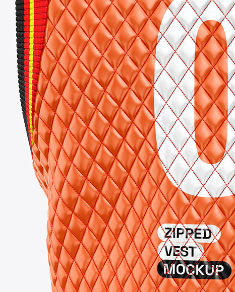 Glossy Quilted Vest Mockup - Back View
