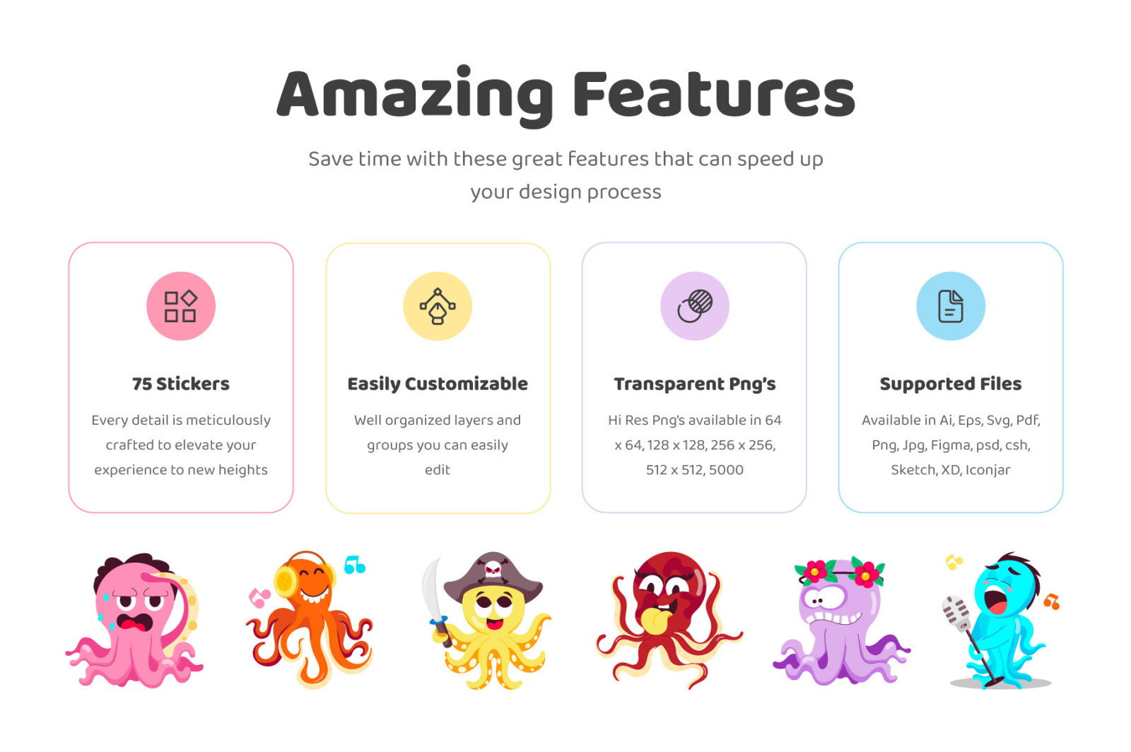Octopus Cartoon Stickers Octopus Cartoon Stickers