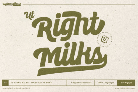 UT Right Milks - A Bold Script Font - Brand logo