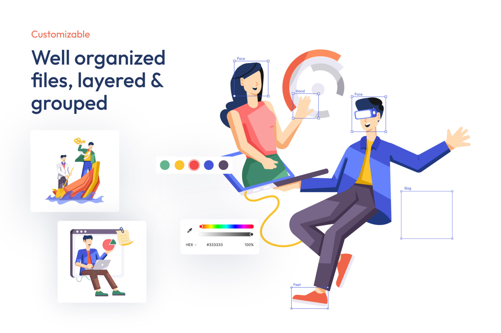 Animated Businessman Working Illustrations