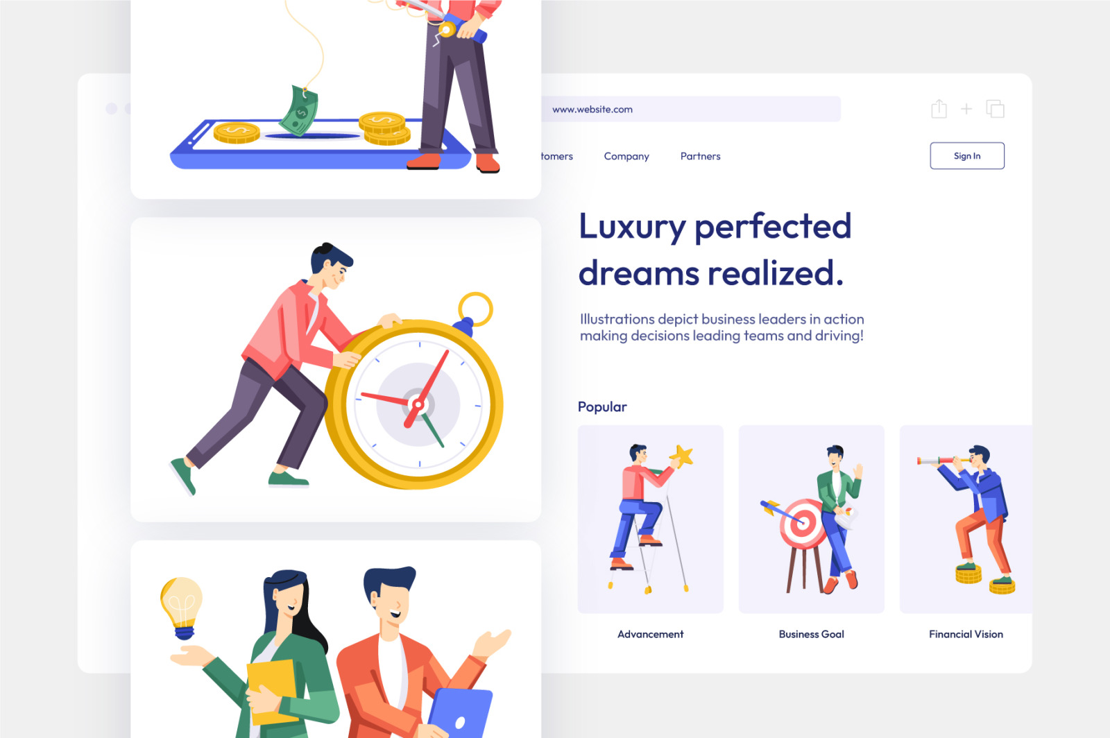 Animated Businessman Working Illustrations