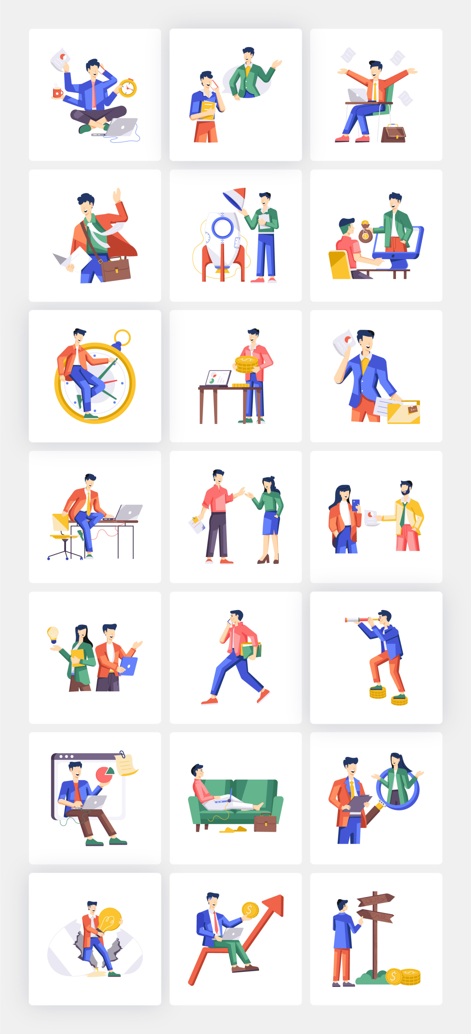Animated Businessman Working Illustrations