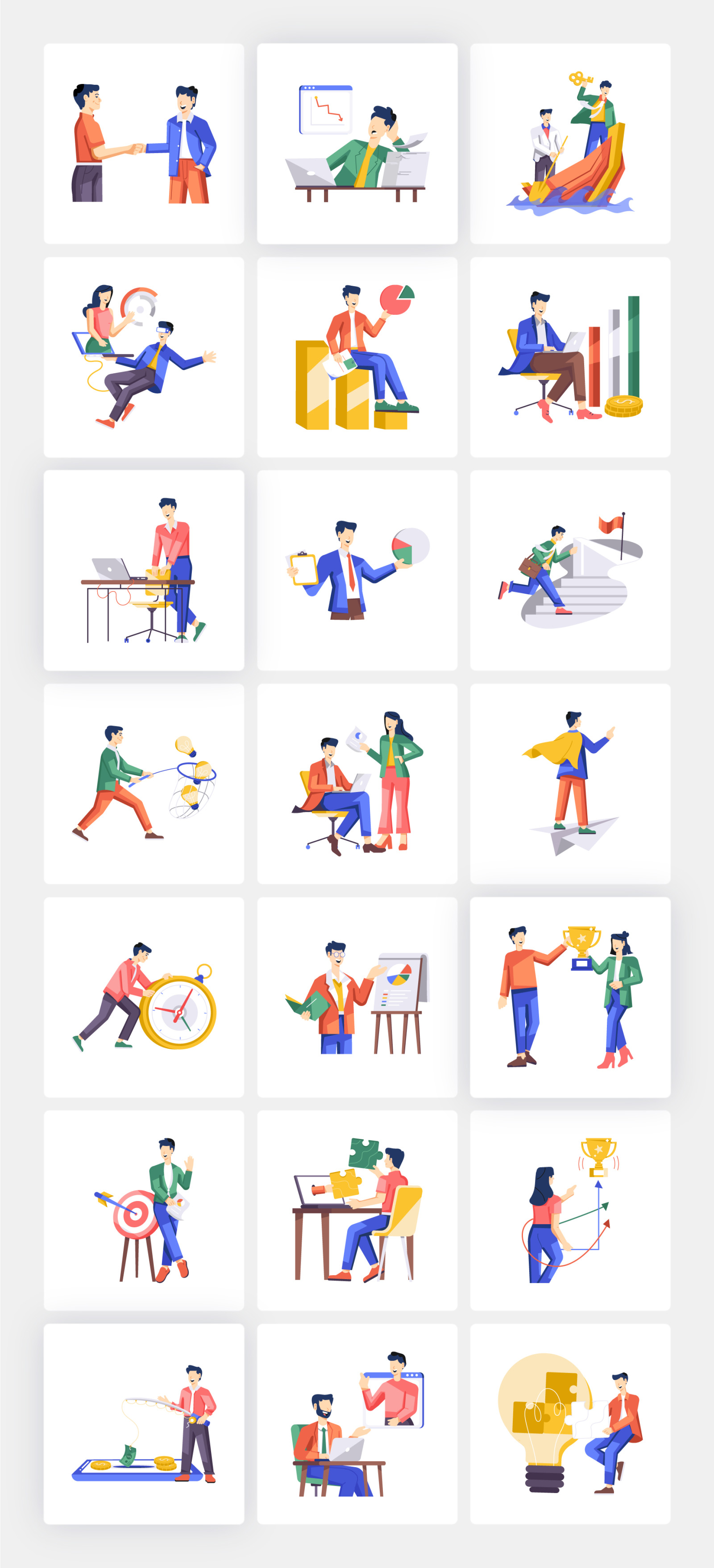 Animated Businessman Working Illustrations